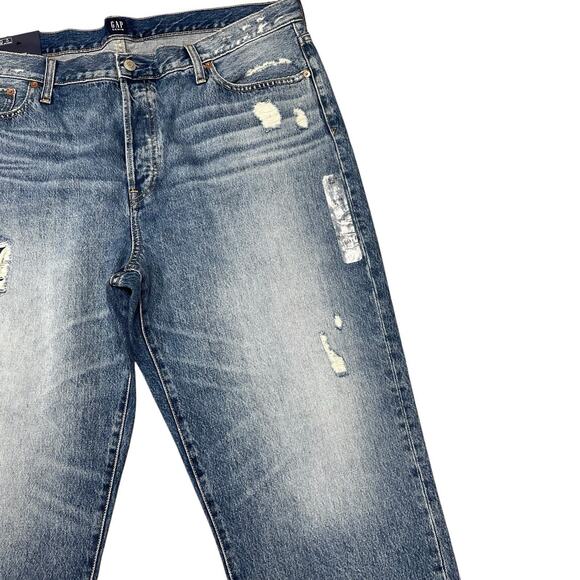 GAP Jeans Distressed Denim Boyfriend 18 / 34T NWT Gap For Good - Picture 4 of 11